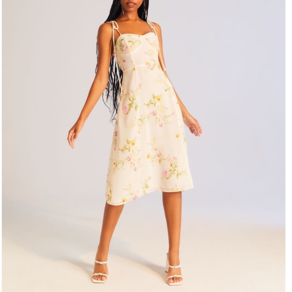 Floral Print Sweetheart Dress